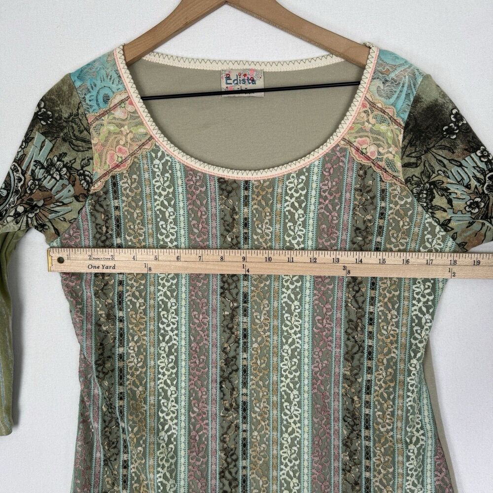 Vtg 90s‎ Lace Top Womens Large Pastel Pink Blue Phoebe Friends Festival Boho USA - Picture 13 of 16